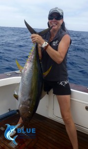 Liza with her yellow fin tuna Abrolhos Islands fishing