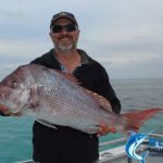 David with a Pink Snapper he caught on this week's Abrolhos Islands fishing charter