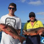 Scott and Richard with a coral trout each got by trolling Abrolhos Islands